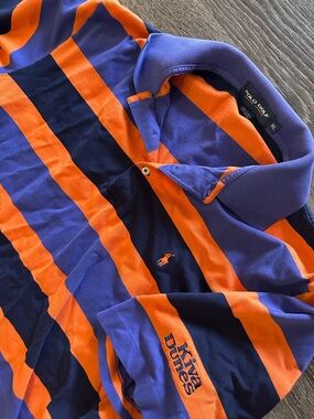 Polo Golf Ralph Lauren Kiva Dunes XL Polo Orange/Navy/Blue Striped Rugby Cotton